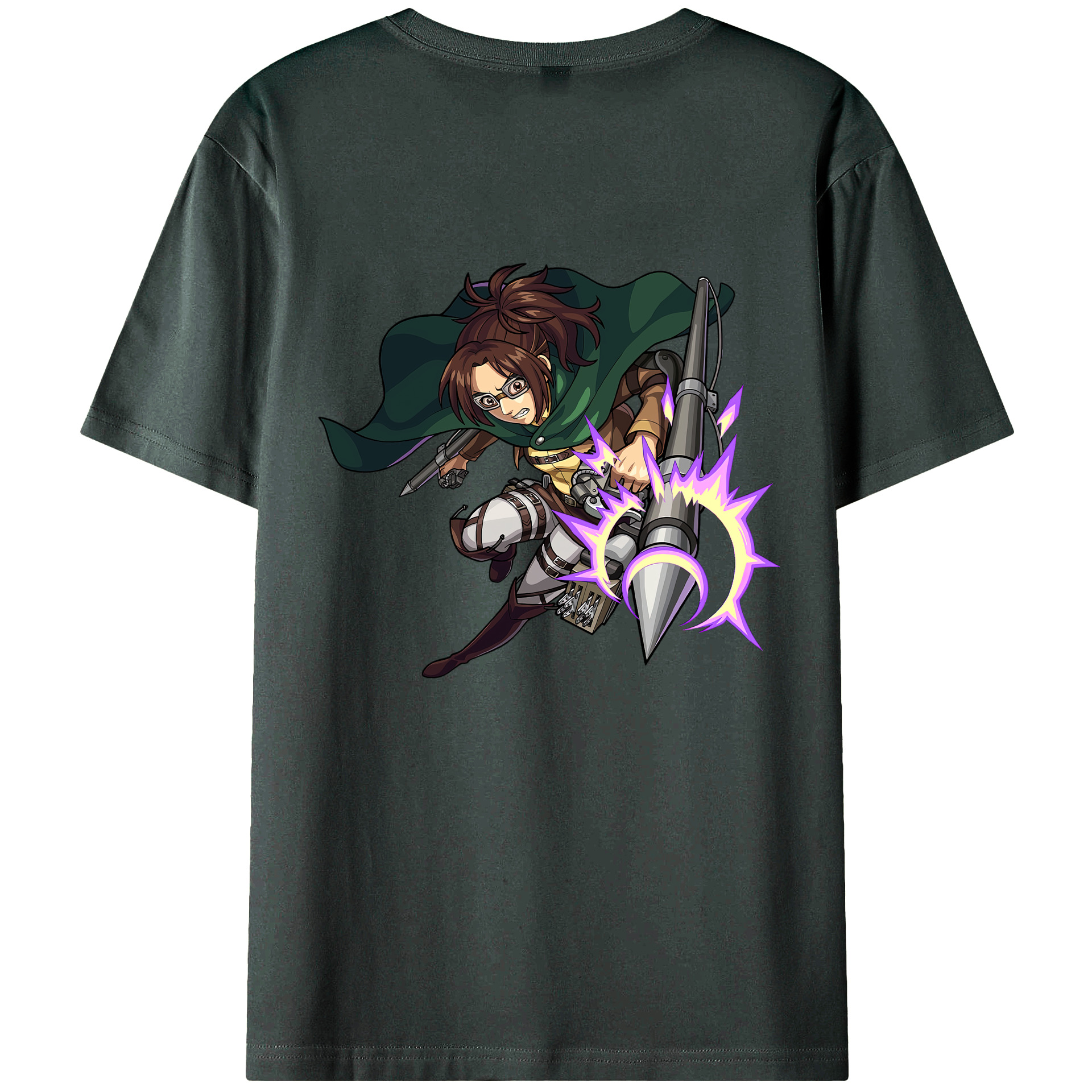 （画像用） 進撃の巨人 ハンジ·ゾエ Attack on Titan Hanji Zoe 綿100％ メンズ半袖Tシャツ（バックプリント） 通気性